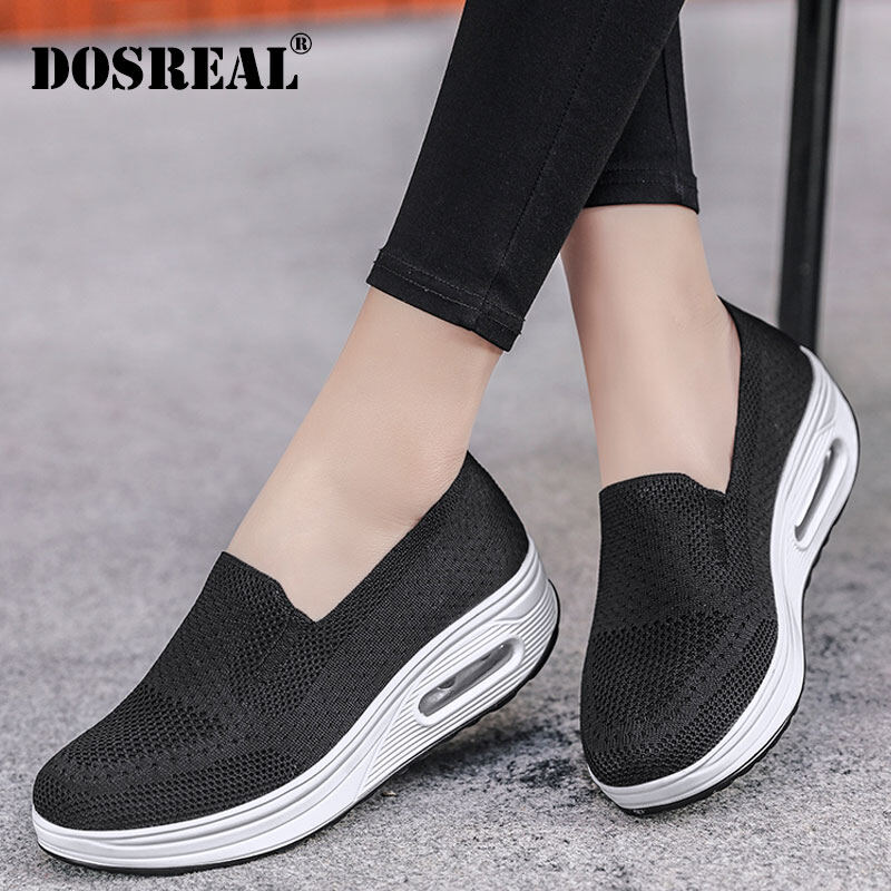 DOSREAL Women Shoes Korean Sneakers Women White Shoes Breathable Light Casual Sport Shoes Slip On Platform Sneakers Plus Size