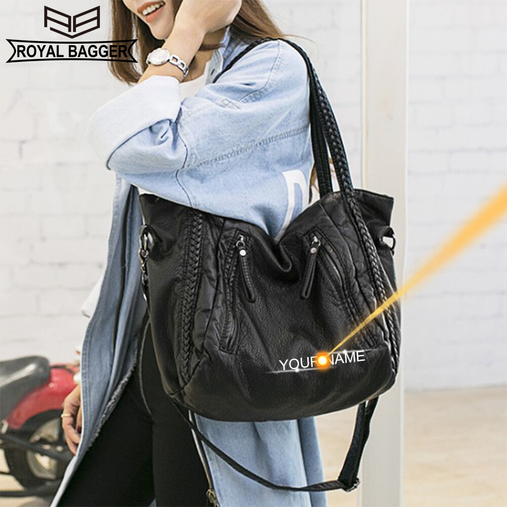 Royal Bagger Tote Bag For Women Girls Genuine Sheepskin Leather Fashion Big Shoulder Sling Bag Travel Totes Goat Leather