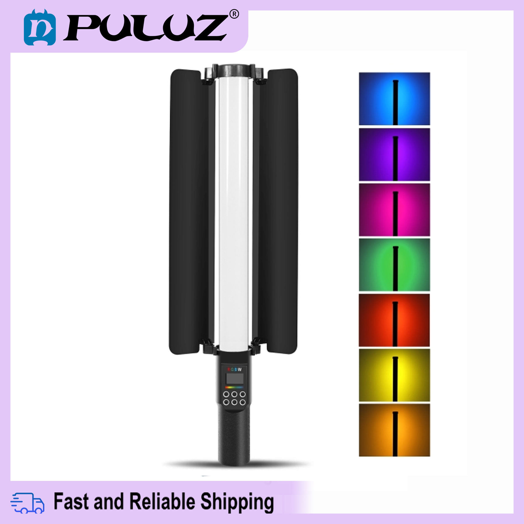 Puluz 190 leds photo handheld stick light full color rgb fill light with barndoor