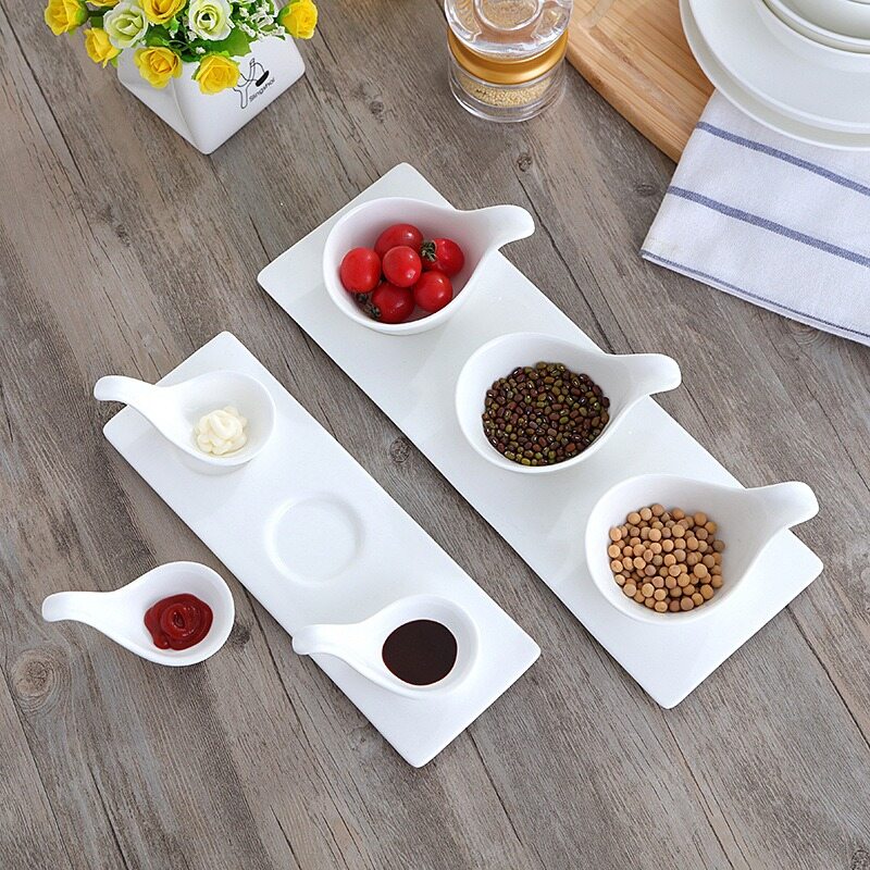 DAFIFY 4 in 1 Ceramic Serving Caviar and Appetizer Sauce Dish Dipping Bowls Set