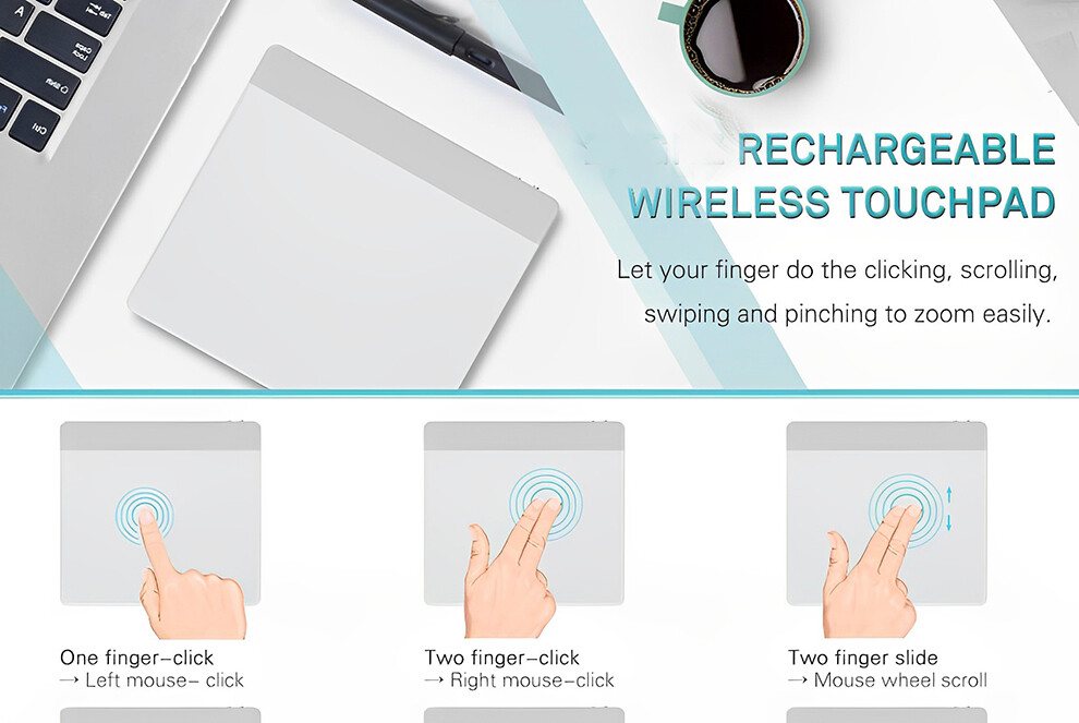 JOMAA NEW Bluetooth Touch Mouse Bluetooth Touchpad Trackpad Rechargeable Wireless Touchpad for Laptop iPad IOS Windows Ergonomic Trackpad Mouse