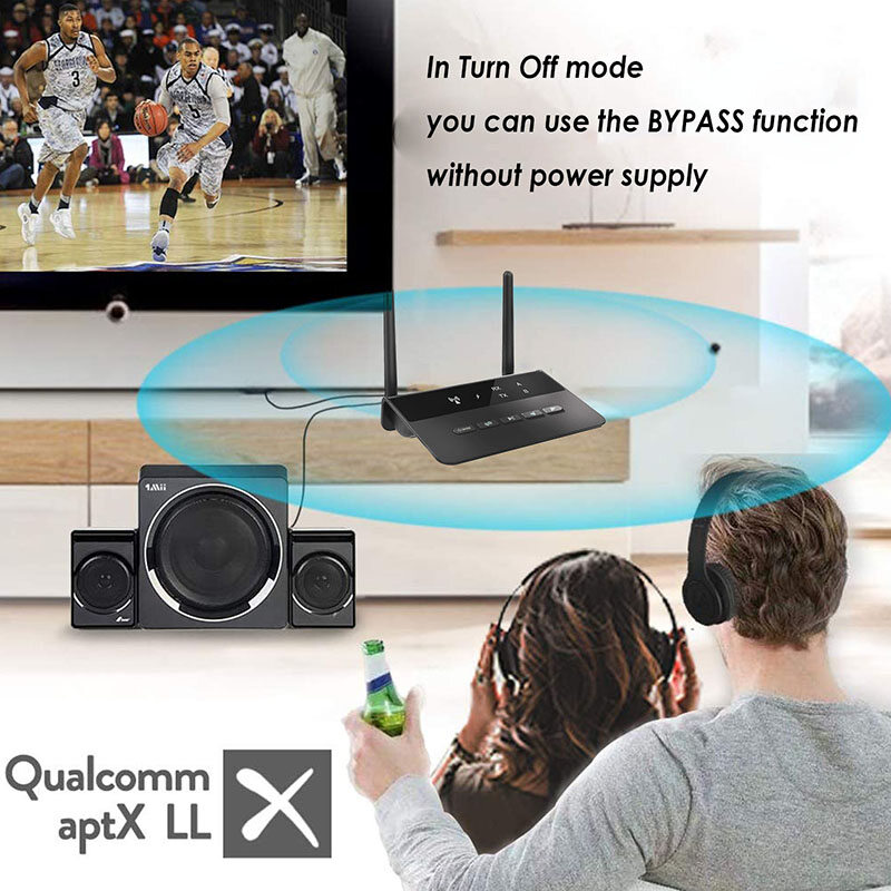VAORLO Bộ Thu Phát Âm Thanh Bluetooth 5.0 CSR 262ft/80M Bypass Aptx LL Bộ Chuyển Đổi Không Dây Tầm Xa Độ Trễ Thấp RCA AUX 3.5Mm Cho Máy Tính Xe Hơi T V