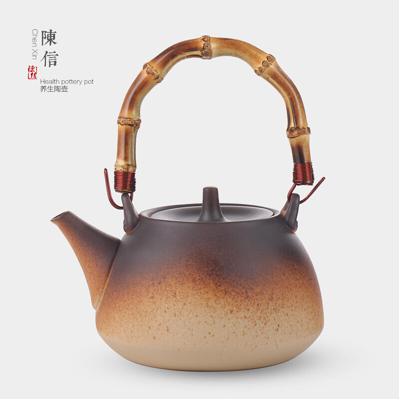 New Stoneware Boiled Tea Loop-Handled Teapot Clay Pot Ceramic Water Pot Kung Fu Bamboo Beam Electric Ceramic Stove Exclusive Open Fire Boiled Water