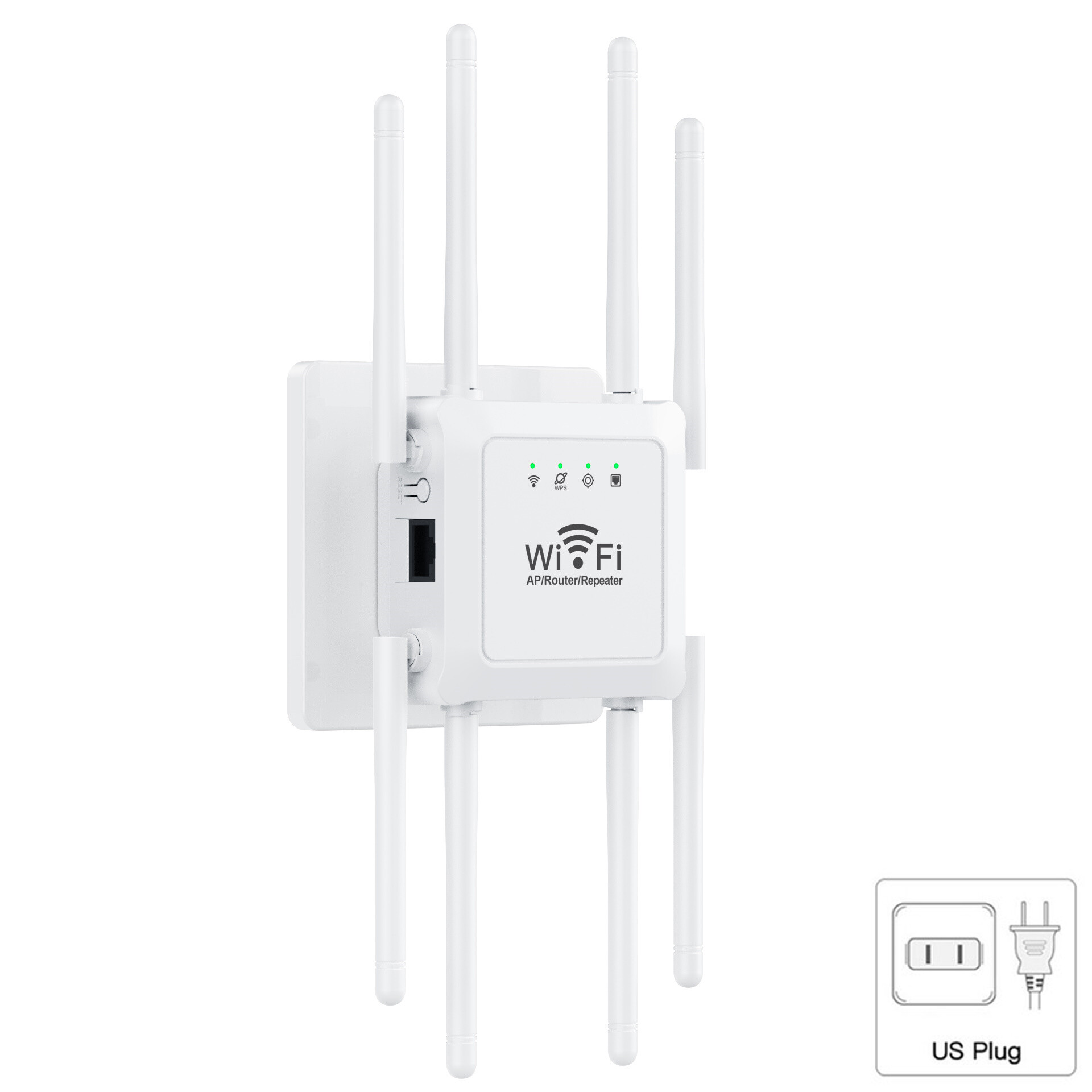 Kebidumei 300Mbps WiFi Extender Repeater 8 Antennas WiFi Booster 2.4G WiFi Amplifier Wireless Router Network Wlan WiFi Repetidor