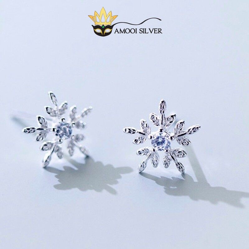 Bông tai bạc S925 hoa tuyết - Amooi Silver AB77