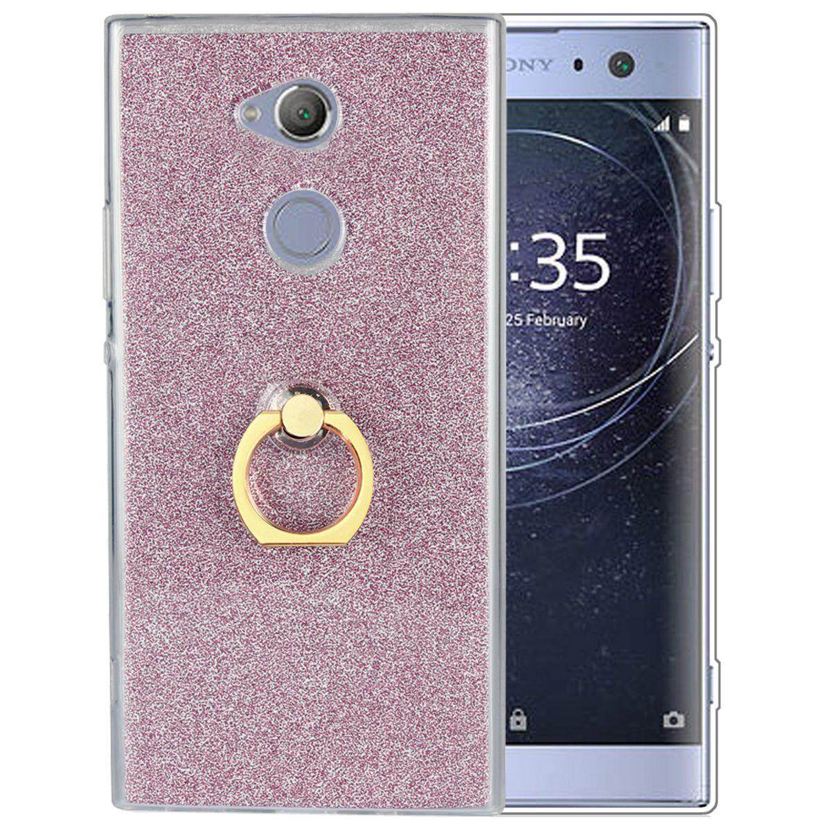 Sony Xperia XA2 Case, meishengkai Glitter Bling Cetakan Fleksibel Pelindung TPU Lunak Case Cover dengan Cincin Penyangga untuk Sony Xperia XA2 5.2