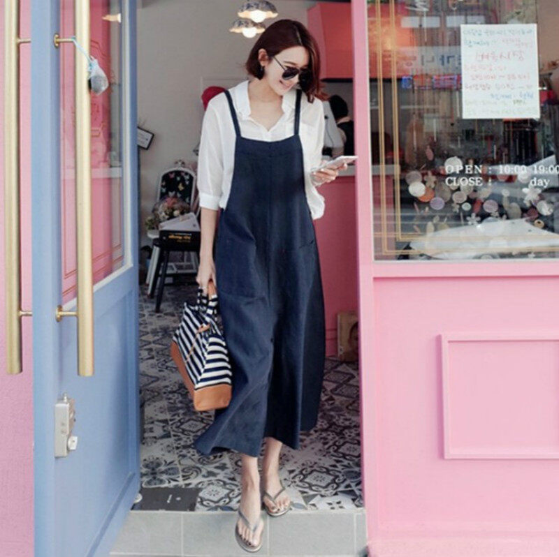 2020 Summer Women Jumpsuit Loose Cotton 