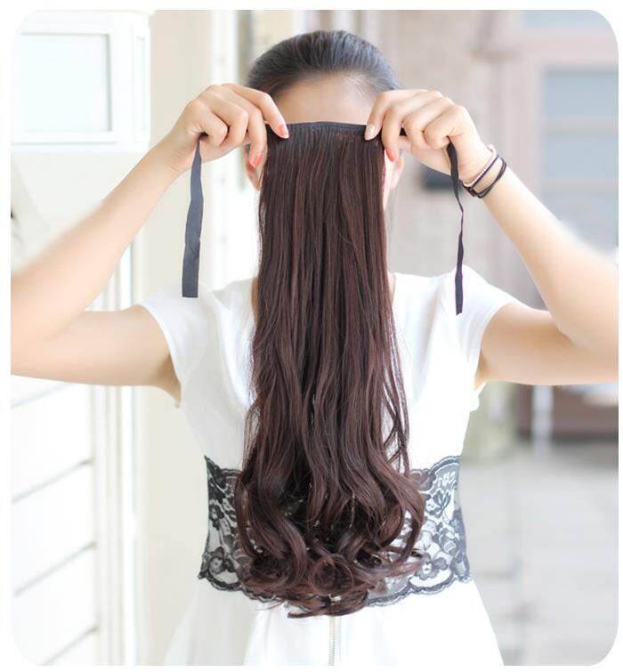 TSE Ponytail Wig long curly hair extension big wave Pear hair Ponytails  Hair Curtain 38Cm/48cm/58cm Length SWP01