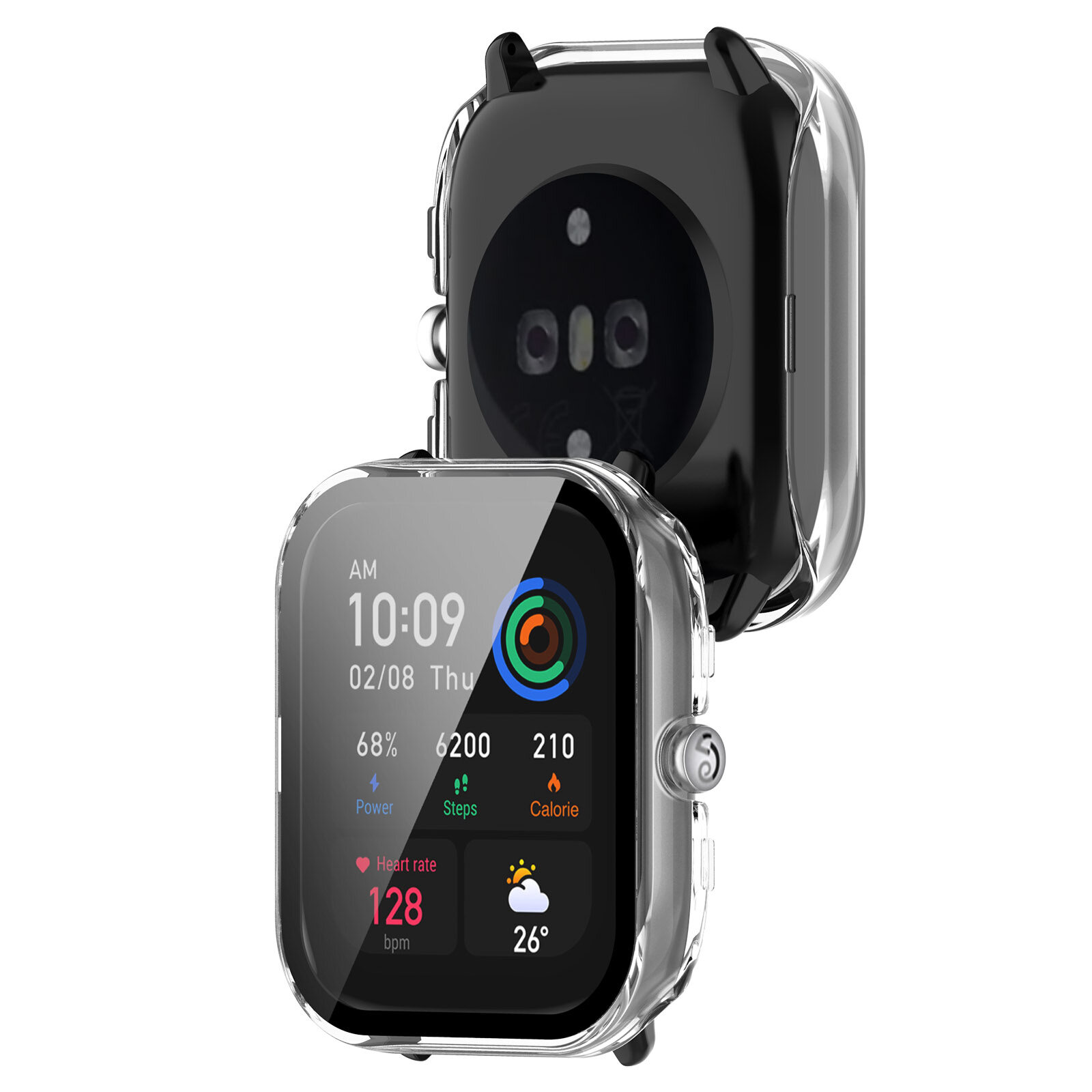 Hard PC Case Tempered Glass Screen Protector Protective Cover for Huami Amazfit GTS4 mini