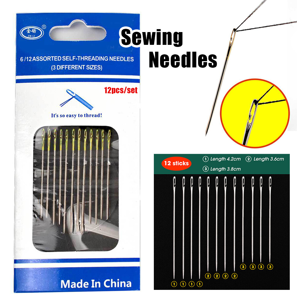 12Pcs Multi-size Side Opening Blind Needle Sewing Self-Threading Hand Needles Embroidery Handmade DIY Accessories