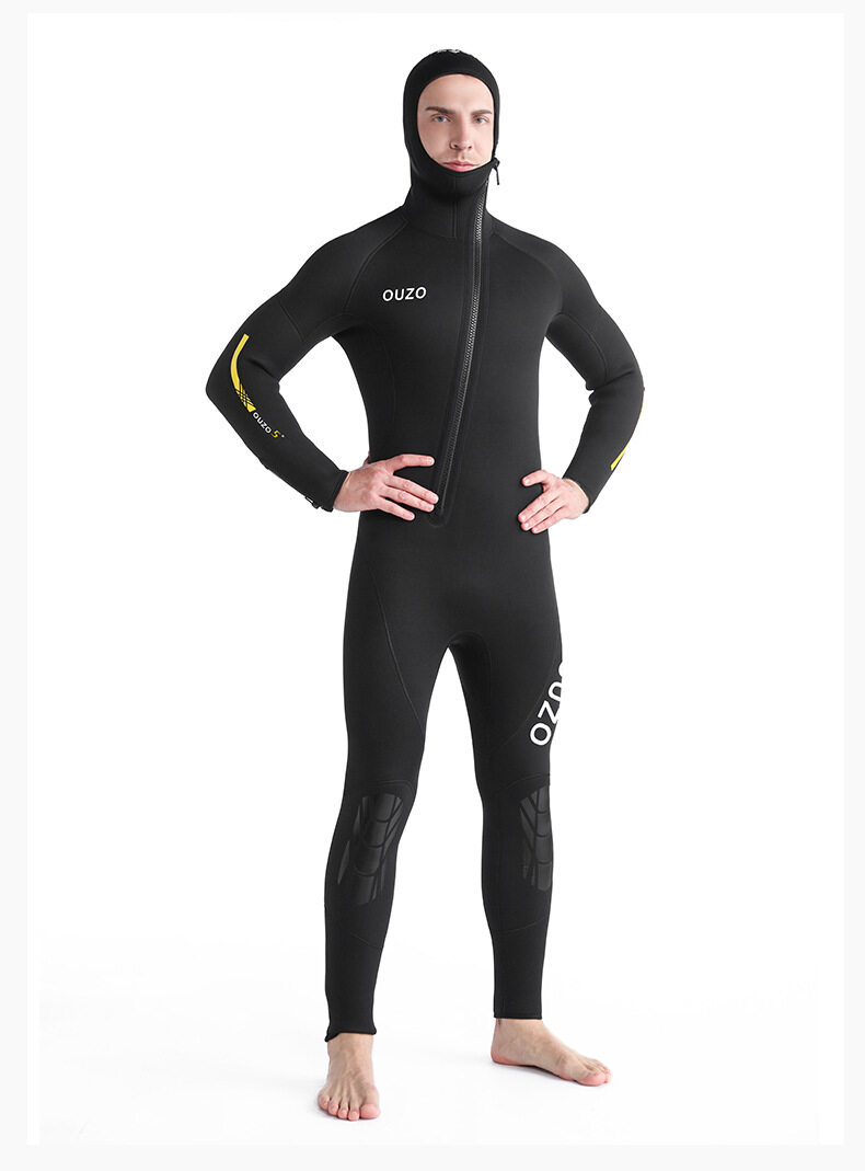 5mm wetsuit men's onepiece wet suit with hat and thick warm wetsuit