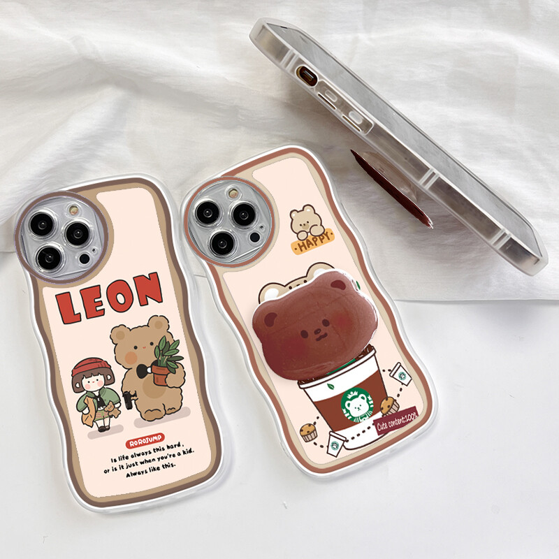 PMP Casing Case For Samsung Galaxy Note 10 Note 10 Plus Note 10 Plus 5G Note 20 Note 20 Ultra (With Free Holder) Fashion Soft Wavy Phone Case Lovely Girl Cartoon Shockproof Cellphone Casing Full Cover Camera Protection
