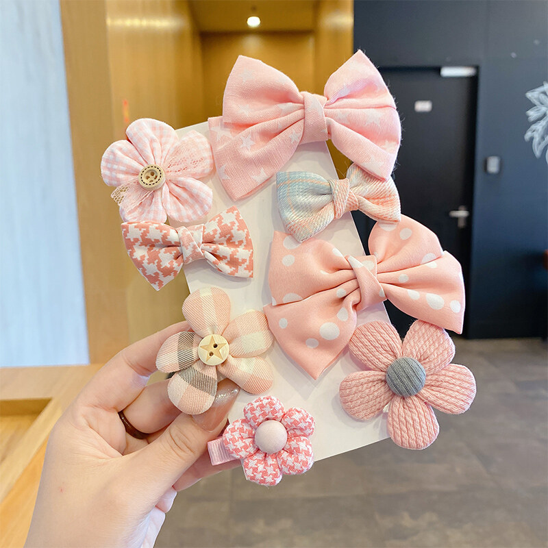 [ACC]8 Pcs Little Princess Cute Bow Hair Clip Set Baby Kids Hair Accessories