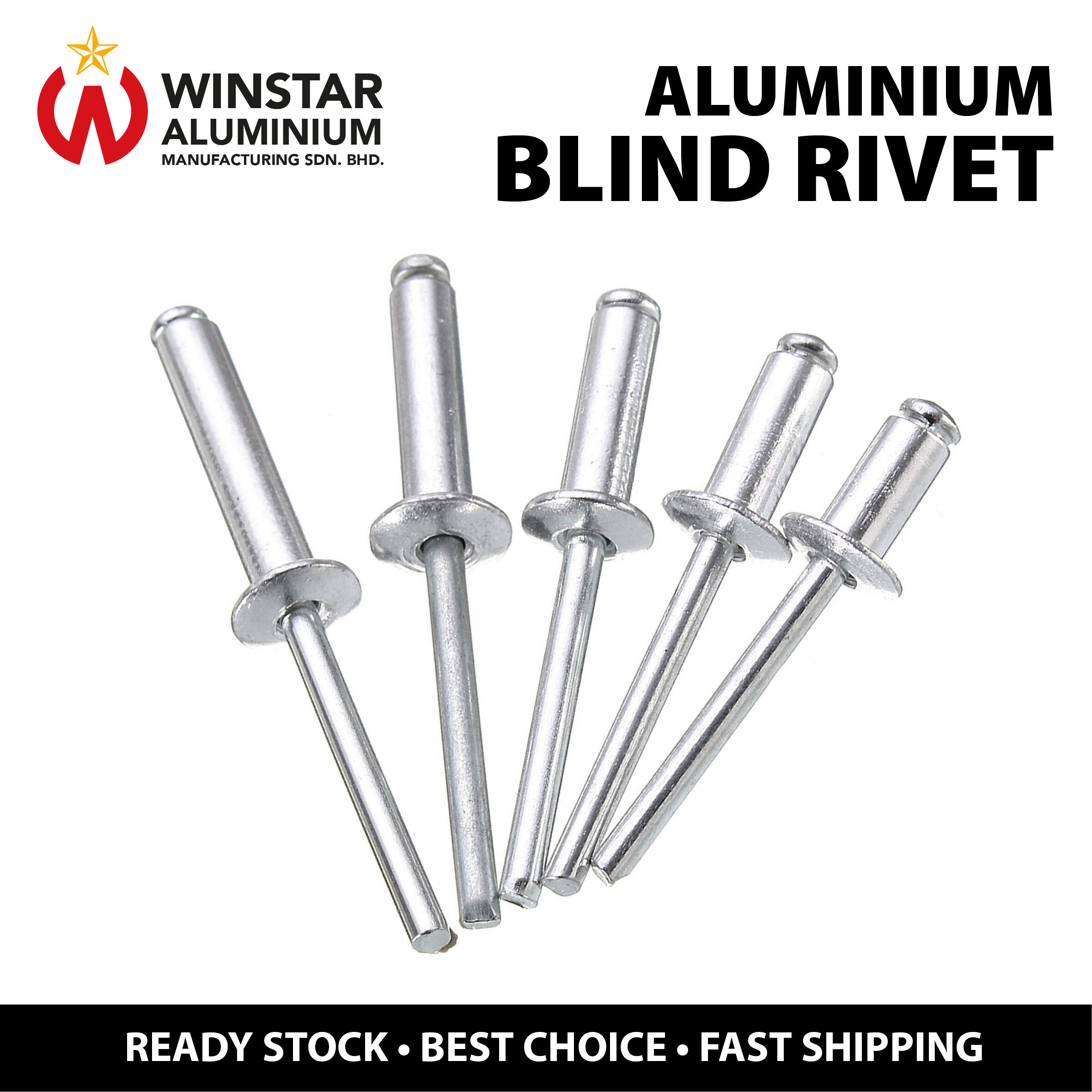 Aluminium Blind Rivet Mata Ribet Aluminium Break Mandrel Nail Rivets
