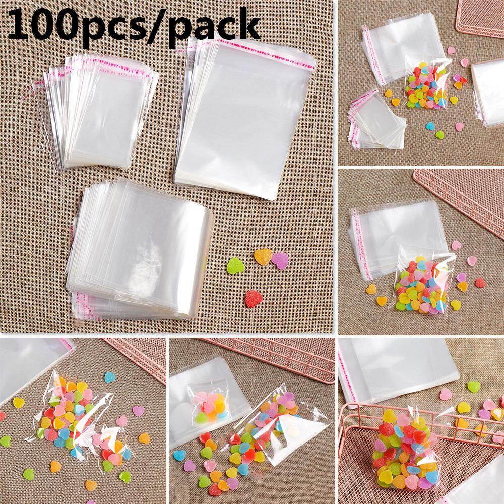 100pcs Transparent Self Adhesive Seal Bags OPP Plastic Cellophane Bags Gifts Candy Bag & Pouch Jewelry Packaging Bag