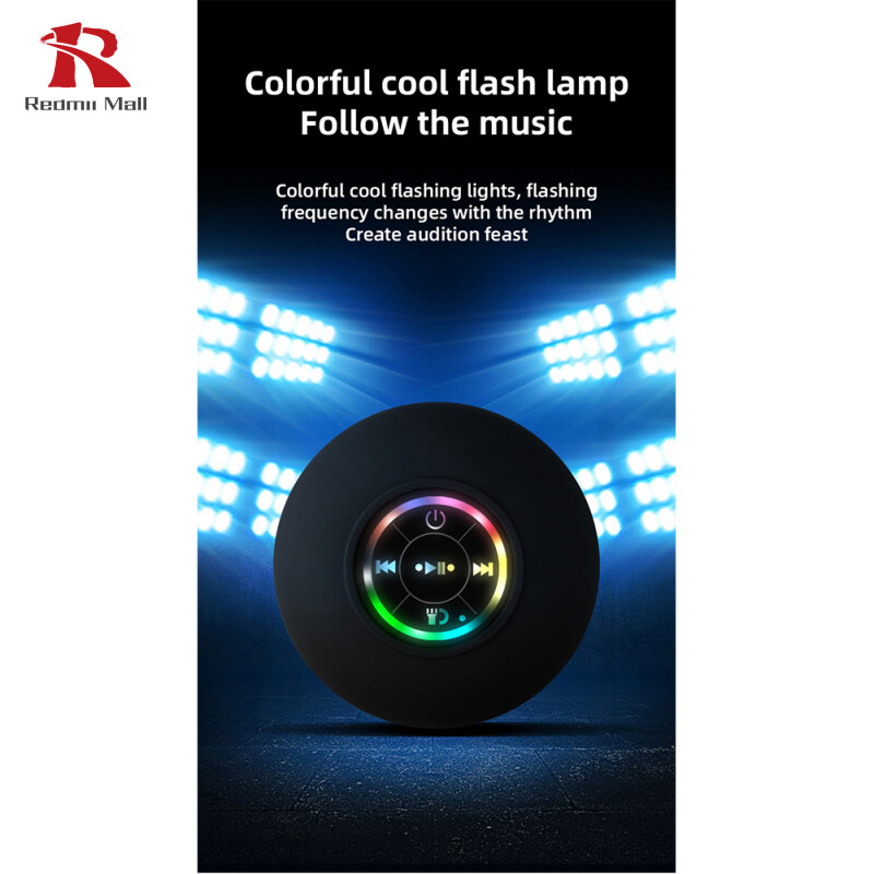 Bluetooth-compatible Speaker Led Light Luminous Suction Cup Bracket Waterproof Bathroom Wireless Portable Player Built-in Microphone