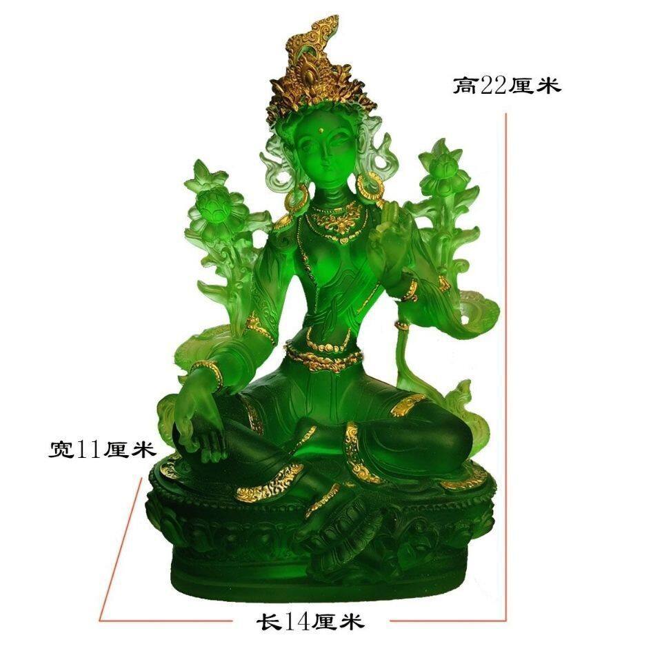 High grade gilded green tara pharmacist statue Tibetan green tara statue living room decoration household decoration for wealth
