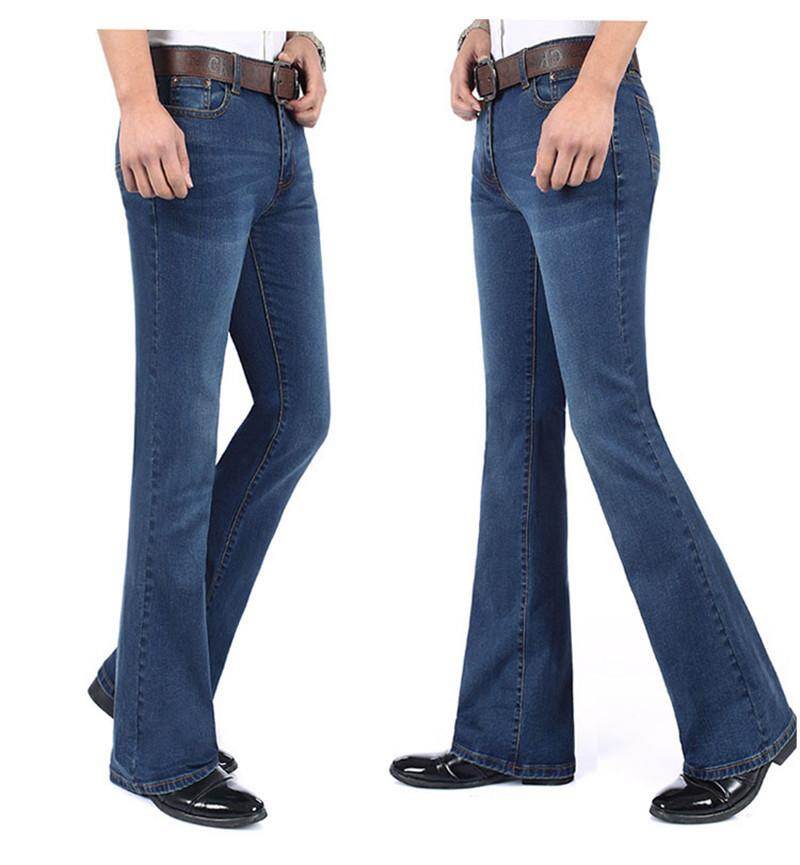 Jeans For Men Men's Micro Flare Jeans Stretch Slim Mid-High Waist Flare Pants Blue Jeans