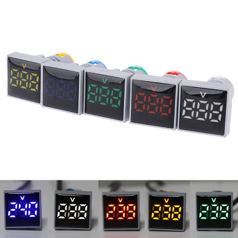Vôn Kế Kỹ Thuật Số AD16 Đèn Báo Vôn Đồng Hồ Đo Điện Áp Hình Vuông AC 20-500V 22Mm Đèn LED