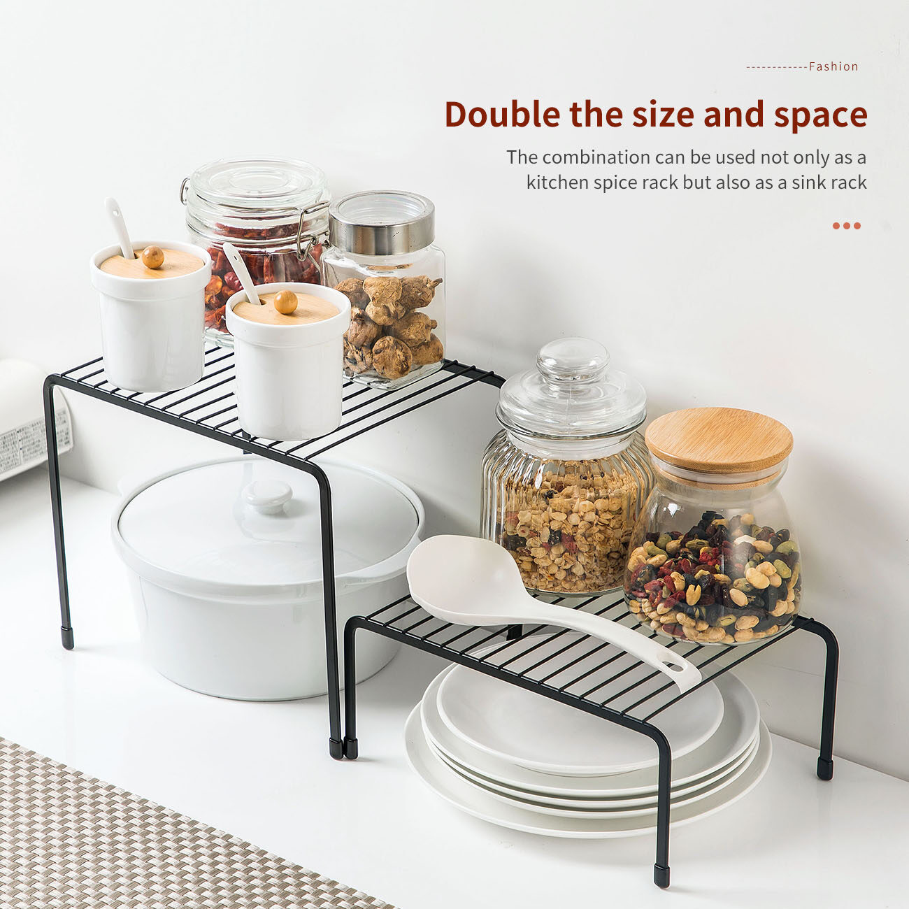 CNMF Iron Spice Rack Kitchen Desktop Storage Rack Sink Tableware Shelf