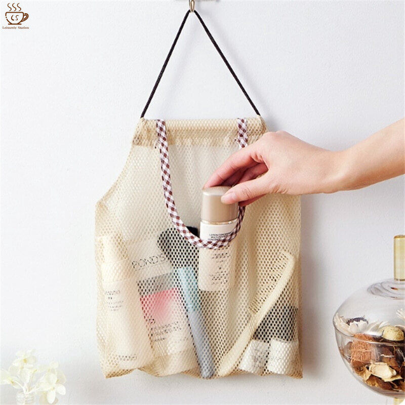 Hanging Mesh Net Storage Bags / Garlic Onion Hanging Bag Storage Bag Organizer/Foldable Net String Bag / Reusable Fruit Vegetables Storage Basket Totes/ Bathroom Bath Toy Bag/ Storage Bag for Kitchen Bathroom