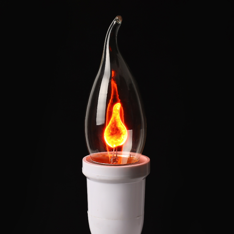 【Free Shipping】Decoration E27 E14 Led Edison Bulb Novel Candle Tip Lamp Vintage Flickering Effect Flame Fire Light