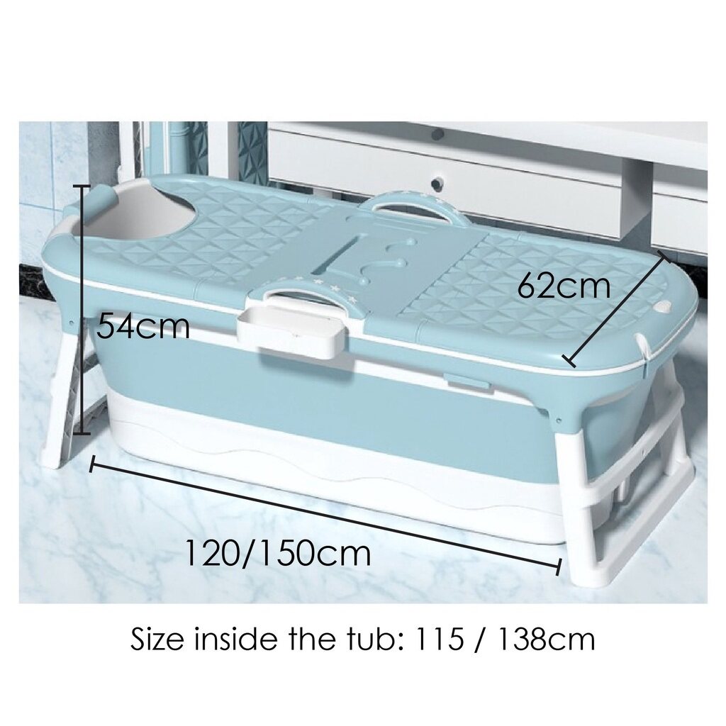 150cm Foldable BathTub with Cover Adult Tub Family BathTub Home Spa Tub