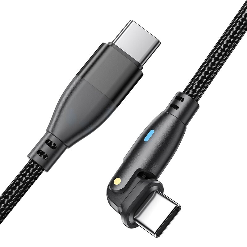 180° Rotatable 3A Fast Charging Type-C To Type-C Charging Data Cable / 2 In 1 Smartphone Braided Data Cable Compatible with All Type C Phone