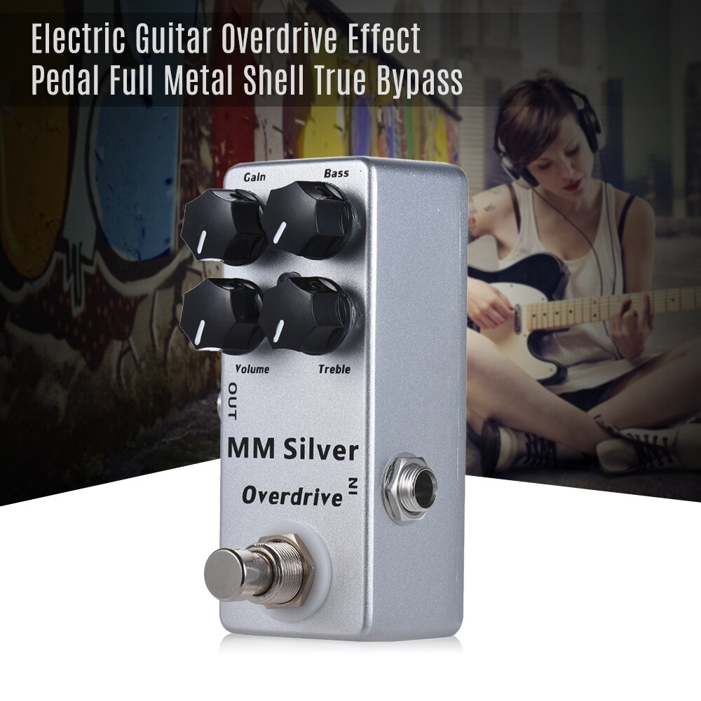 MOSKY MM Silver Electric Guitar Overdrive Effect Pedal Full Metal Shell True Bypass
