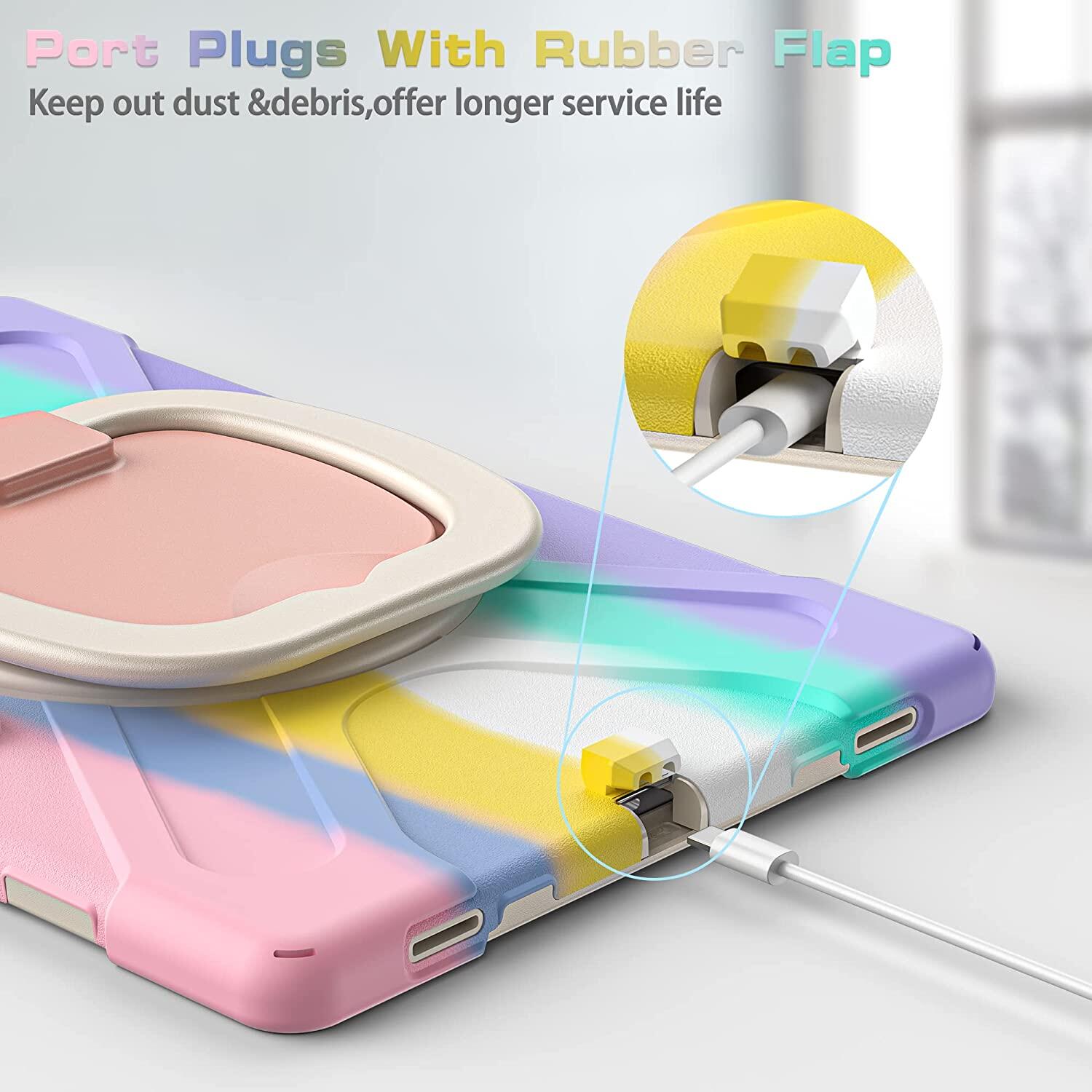 360 Degree Rotating Handle Stand Bracket Shoulder Strap Heavy Duty Rugged Shockproof Case Cover for Samsung Galaxy Tab S9 Ultra 14.6 inch 2022/Tab S9 Plus/Tab S9 FE Plus/Tab S8 Ultra/Tab S8 Plus/Tab S7 FE/Tab S7 Plus/Tab A9 Plus/Tab A8/Tab A7/Tab S6 Lite
