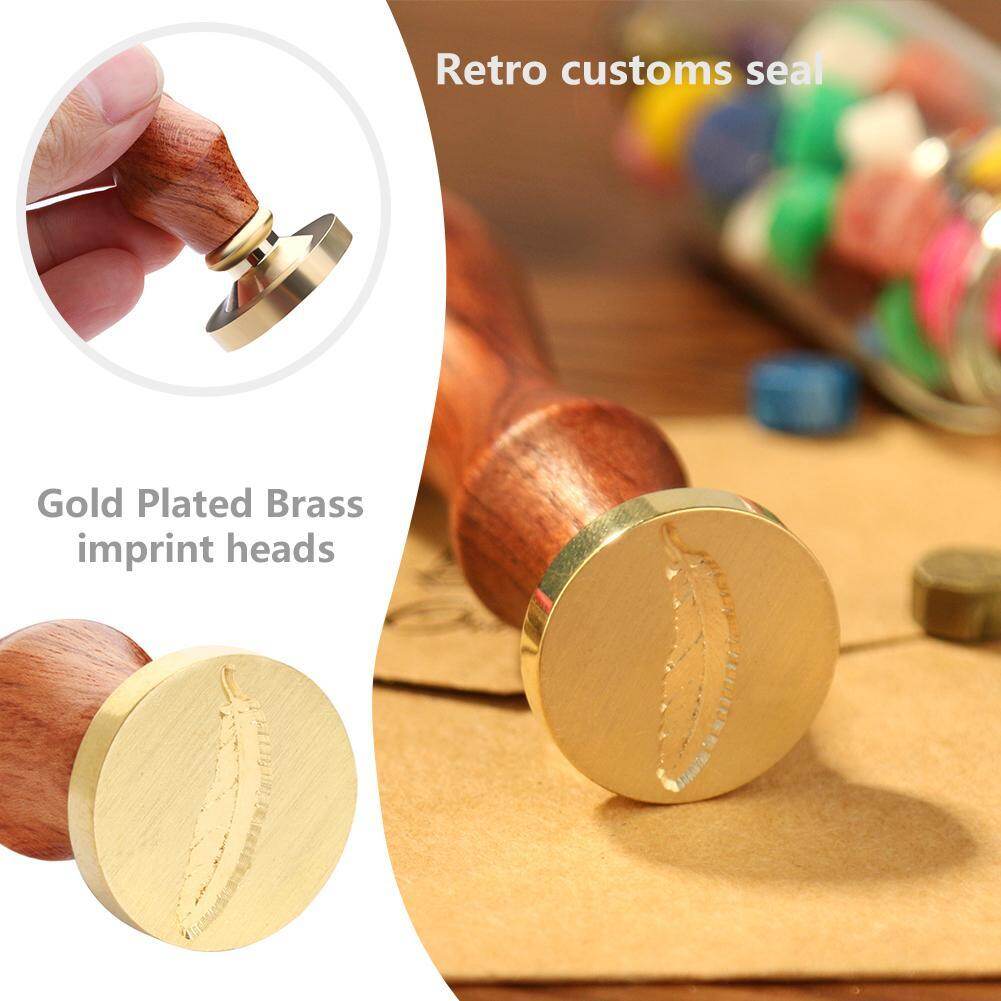 [Chinatera] Retro Antique Metal Plant Sealing Stamp Wood Handle Ancient Craft Decor Wedding Invitations Post Seal Stamp Decor