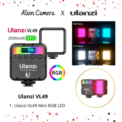 Ulanzi VL49 Mini RGB Video Light Lighting for Photography 2000mAh RGB LED Video Camera Light Vlog Fill Light Live Tiktok