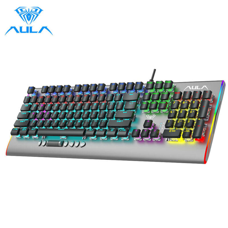 AULA F2099 Mechanical Game Keyboard Blue Gaming Keyboards Brown Switch Wired 104 Keys Anti-ghosting Backlit Light for Gamer PC Singapore