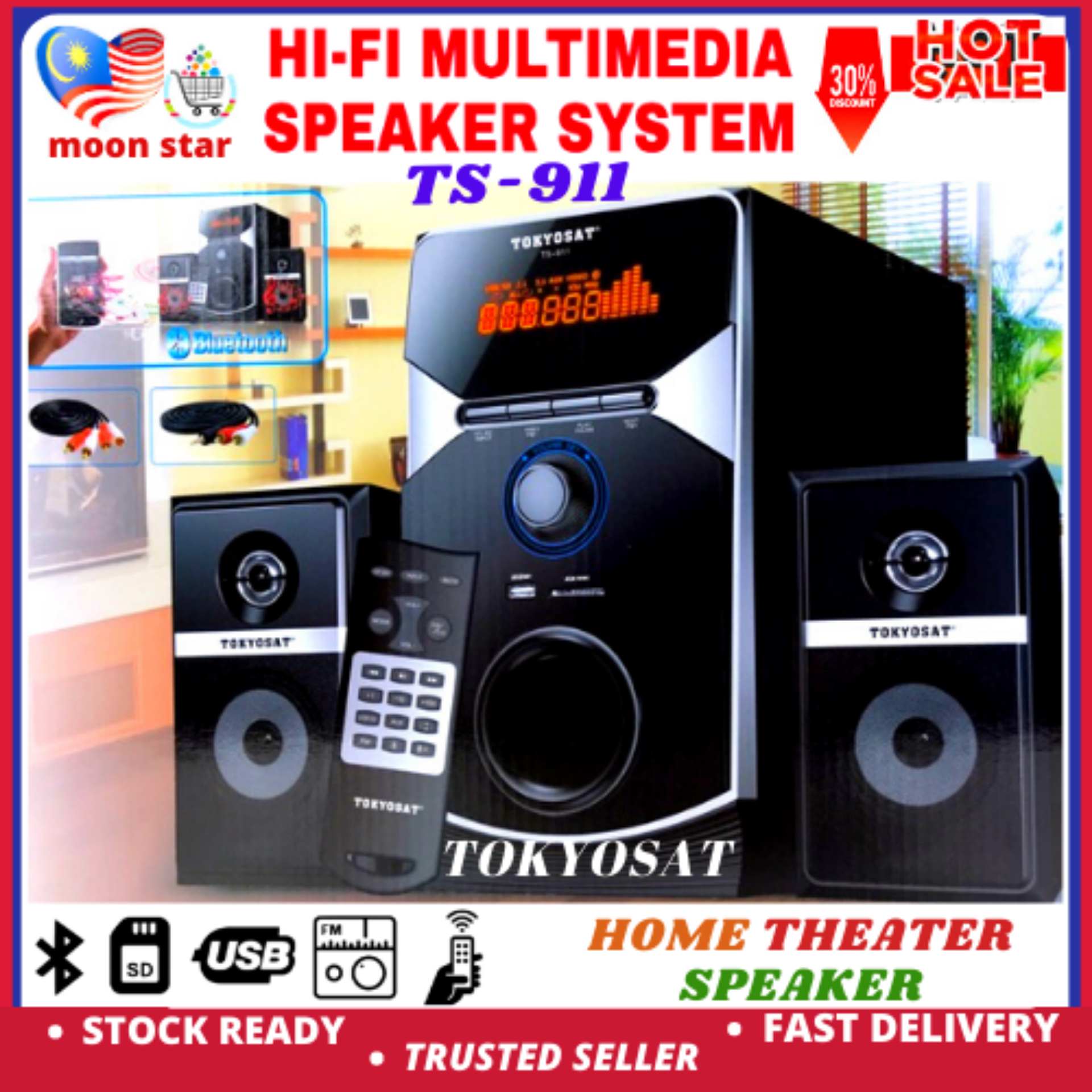 2.1 home theater with usb and bluetooth