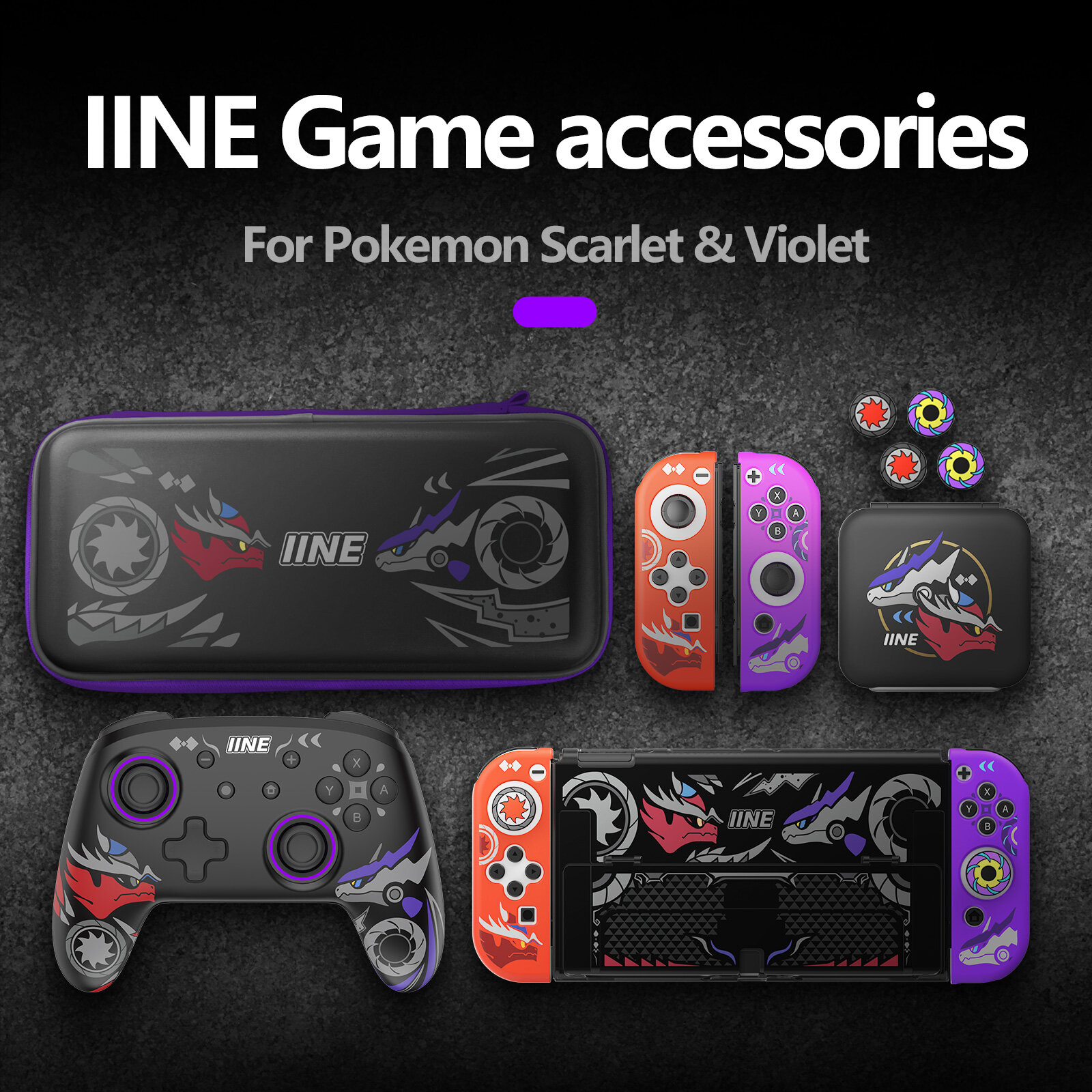 IINE Scarlet&Violet Game Accessories Compatible Nintendo Switch