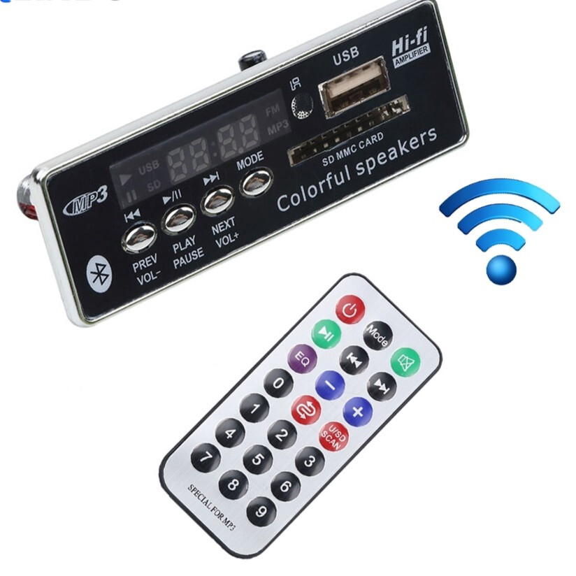 Wireless Bluetooth MP3 Player Decoder Board DC 12V Hands-free Car Kit LED Screen SD FM Radio 3.5mm Aux Line-in Audio Module Receiver With Remote Controller