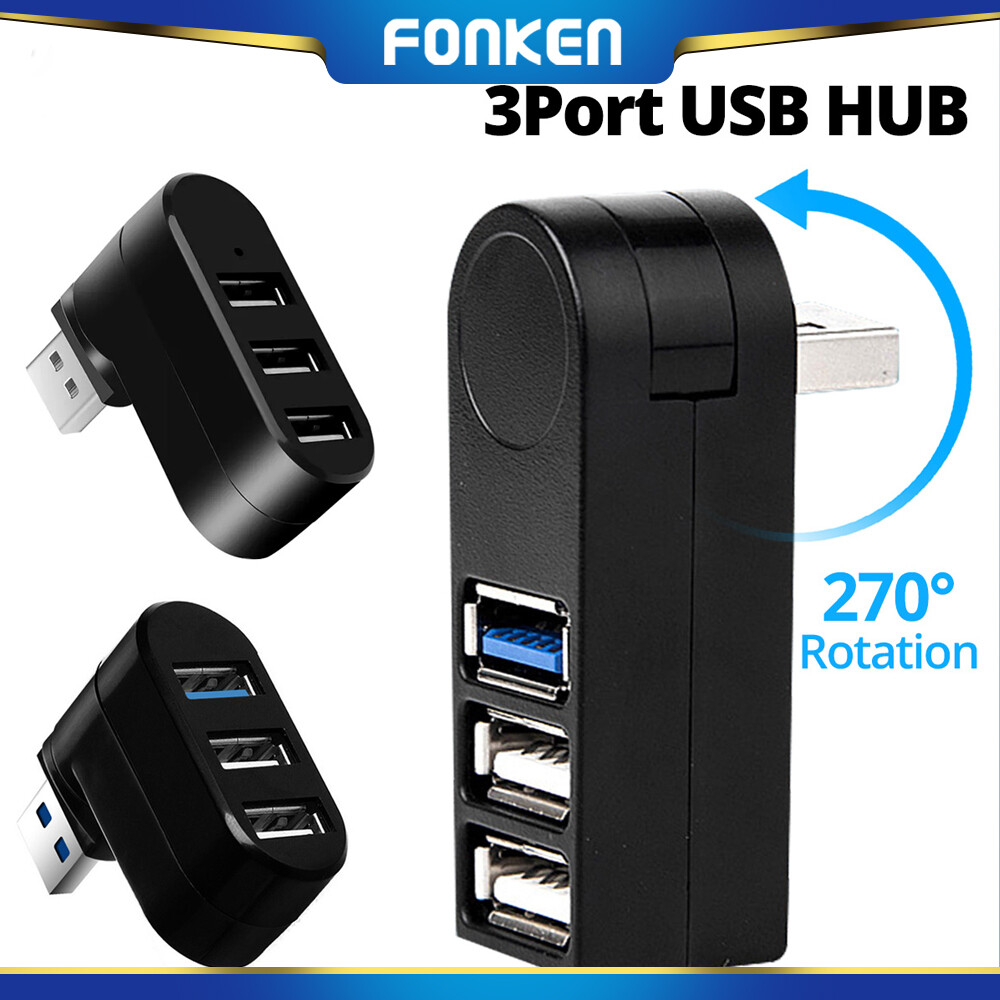 Bộ Chia USB FONKEN, Bộ Chuyển Đổi 3.0, Bộ Phân Phối Đầu Đọc Đĩa U Tốc Độ Cao Xoay 3 Cổng USB 2.0 Phù Hợp Phụ Kiện Cho Máy Tính Máy Tính Xách Tay Máy Tính Mac Mini