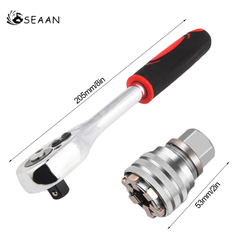 3/8 Inch Socket Ratchet Wrench &Amp; Universal Socket Tool Set, Super Socket Adapter , Drive Ratchet Handle, Universal Socket For DIY Handyman,Husband,Boyfriend,Dad