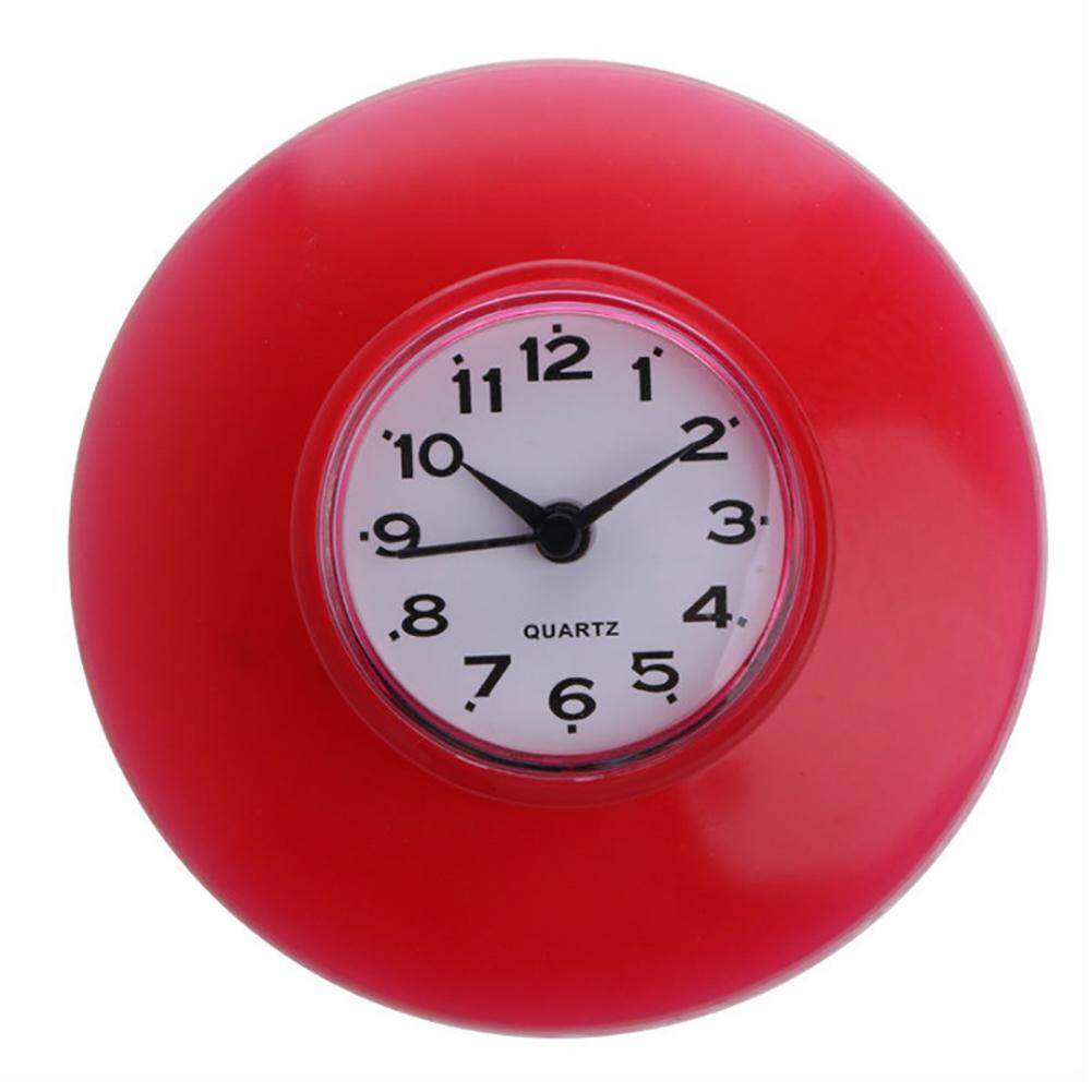 Terylin Waterproof Bathroom Kitchen Round Suction Cup Refrigerator Wall Clock Decoration