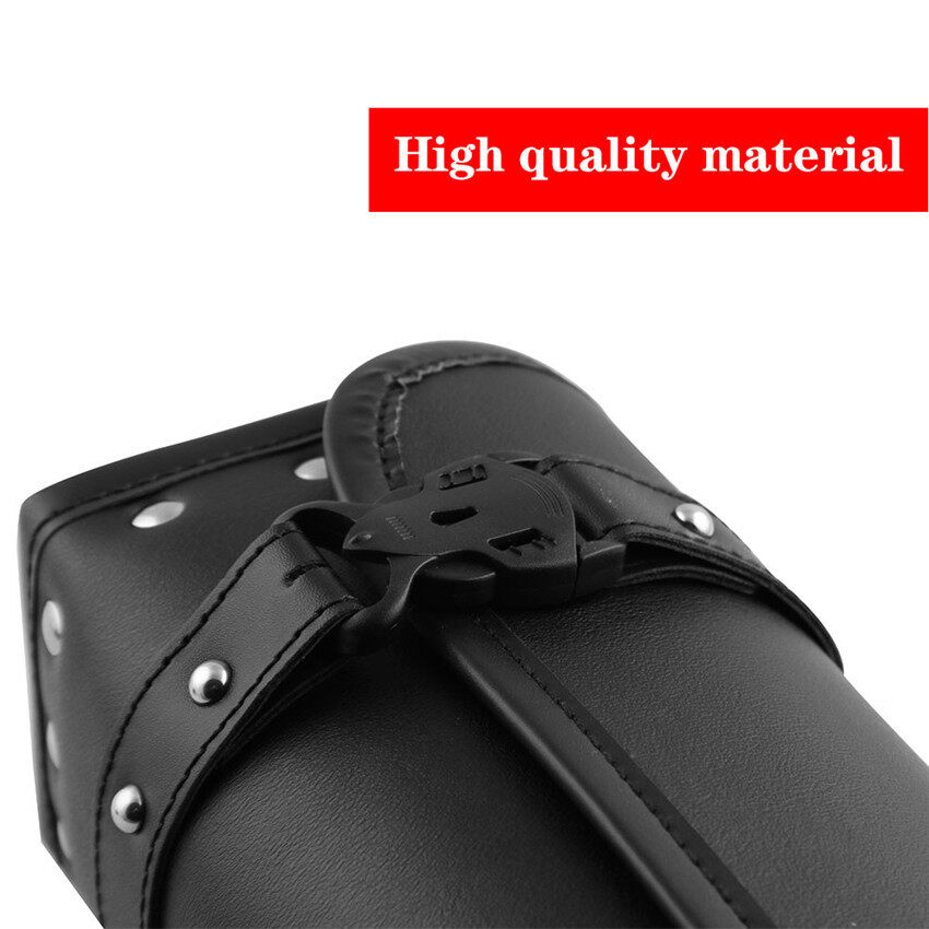 MA Universal Leather Motorcycle Tool Bag Handlebar Saddlebag Side Roll Barrel Pouch