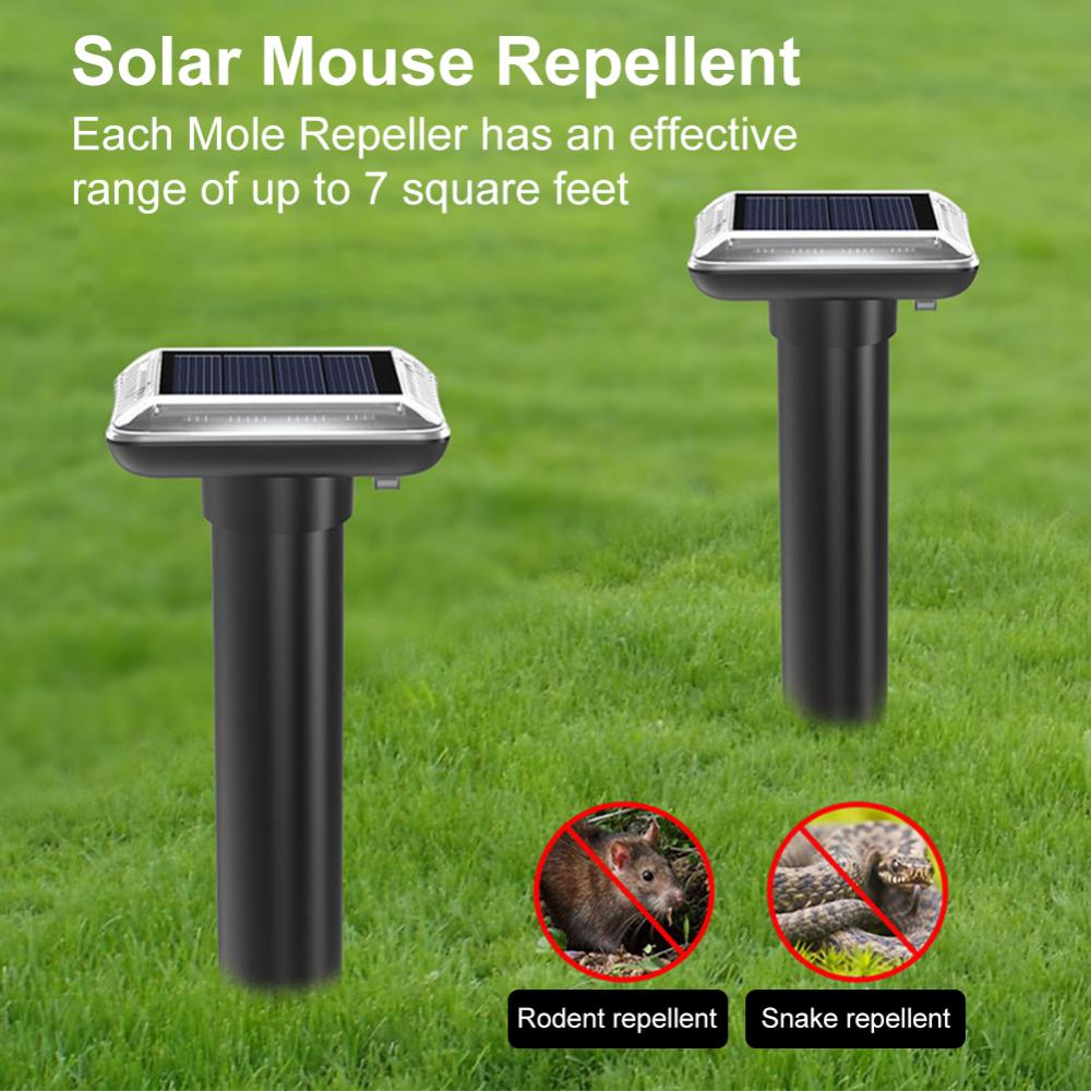 [Mới] 2 cái sử dụng năng lượng mặt trời rắn mole Repeller siêu âm không thấm nước sử dụng năng lượng mặt trời động vật răn đe có thể sạc lại pin năng lượng mặt trời repellers cho vườn/sân