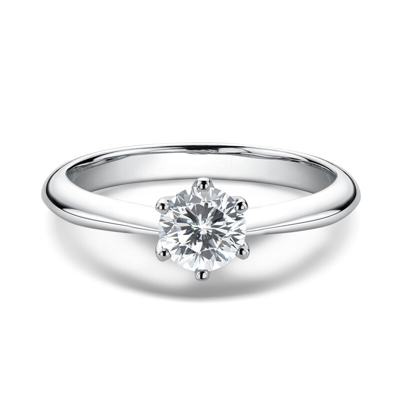 Classic Six-claw D Color 1 Carat Moissanite Ring for Women S925 Sterling Silver Plated 18k Gold Ring for Women