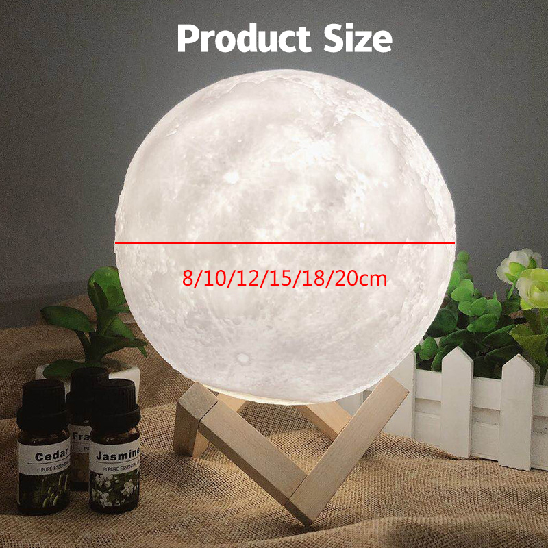 YONUO Đèn ngủ mặt trăng 3D  ánh sáng kép lãng mạn trang trí phòng ngủ 8/10/12/15/18/20cm-INTL