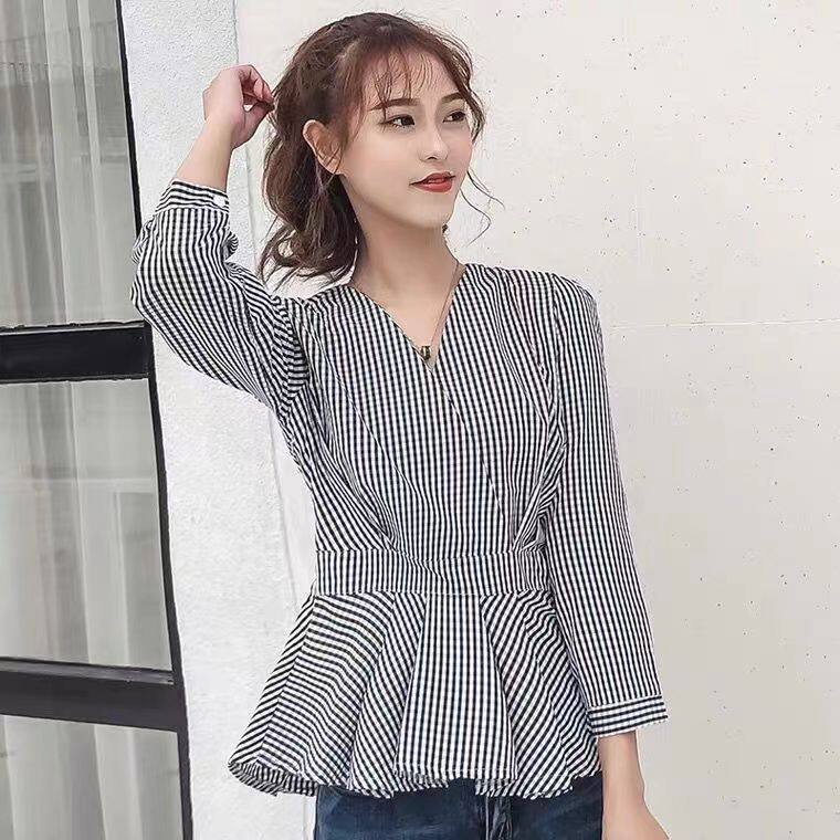 Women's Shirt Thin Tops 2020 New Autumn Loose Classic Plaid T-shirt Western Style Long-sleeved Bottoming Shirt Fashion Small Shirt