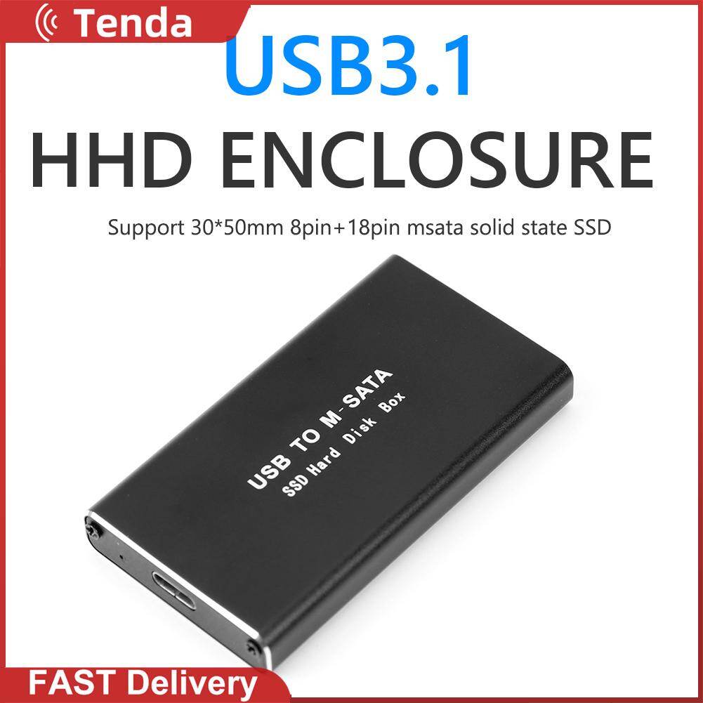Mobile hdd case msata to type-c 3.1 adapter hard drive enclosure ssd disk box for notebook