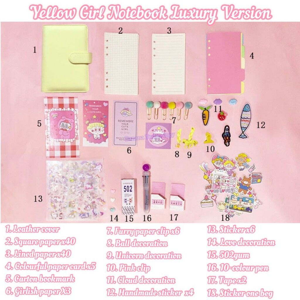 Awotech Korean Notebook Cute Notebook Set For Girls Buku Diari Planner ...