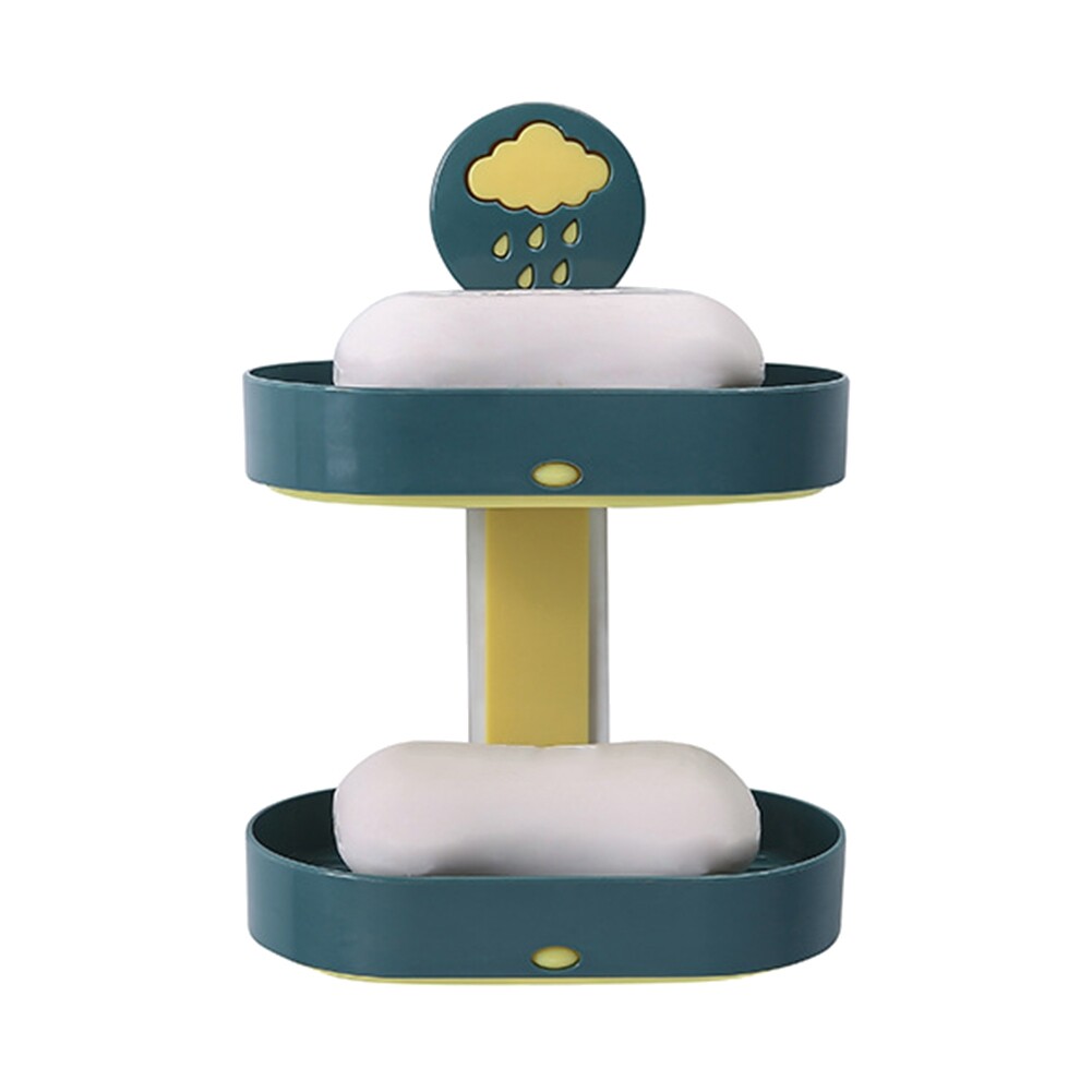 Terylin 2-layer Cute Cloud Punch Free Soap Storage Box Draining Rack Bathroom Organizer