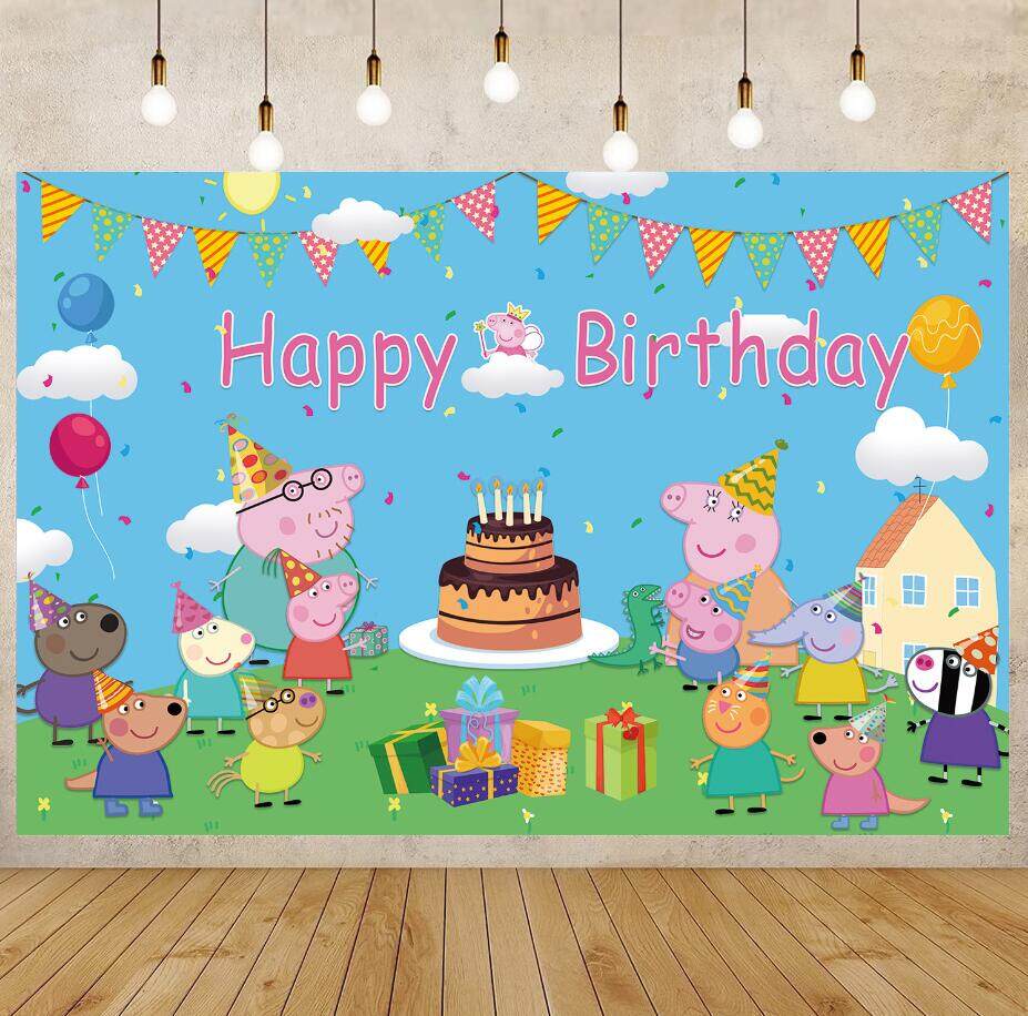 Peppa Pig Birthday Backdrop, Custom Peppa Pig Birthday Background, Peppa  Pig Poster, Peppa Pig Party Decoration, Peppa Pig Birthday