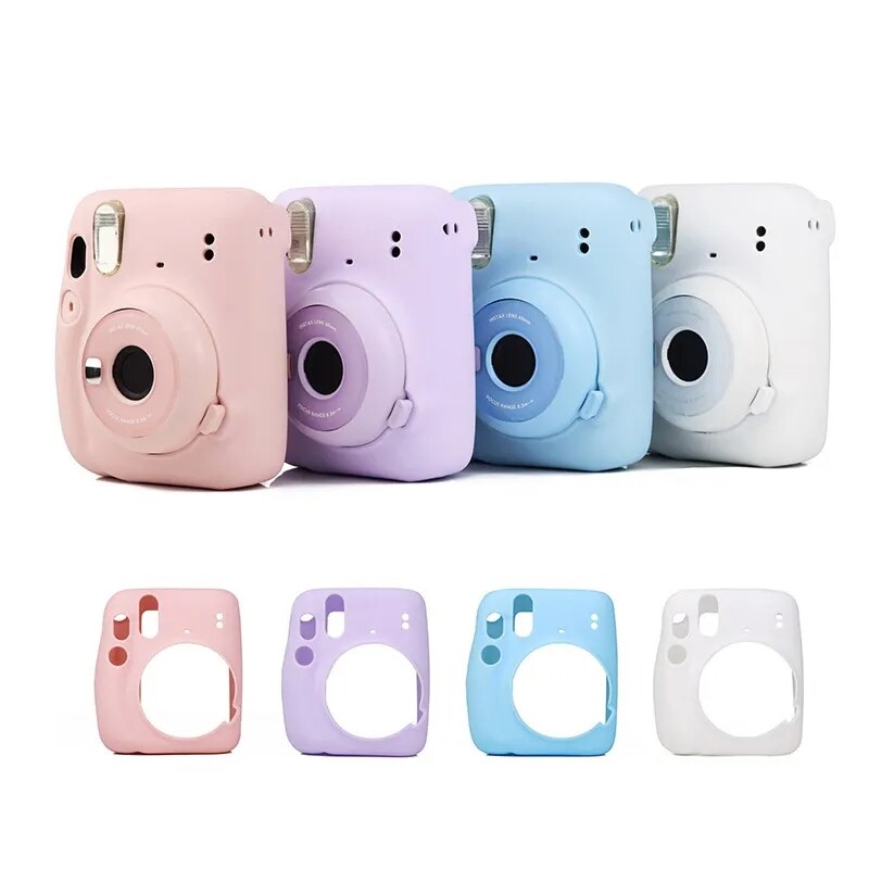 Ốp Silicon Cho Máy Ảnh Cho Fujifilm Instax Mini11 Mini 11 Vỏ Bảo Vệ Ốp Vỏ Mềm Màu Trơn Chống Trầy Xước