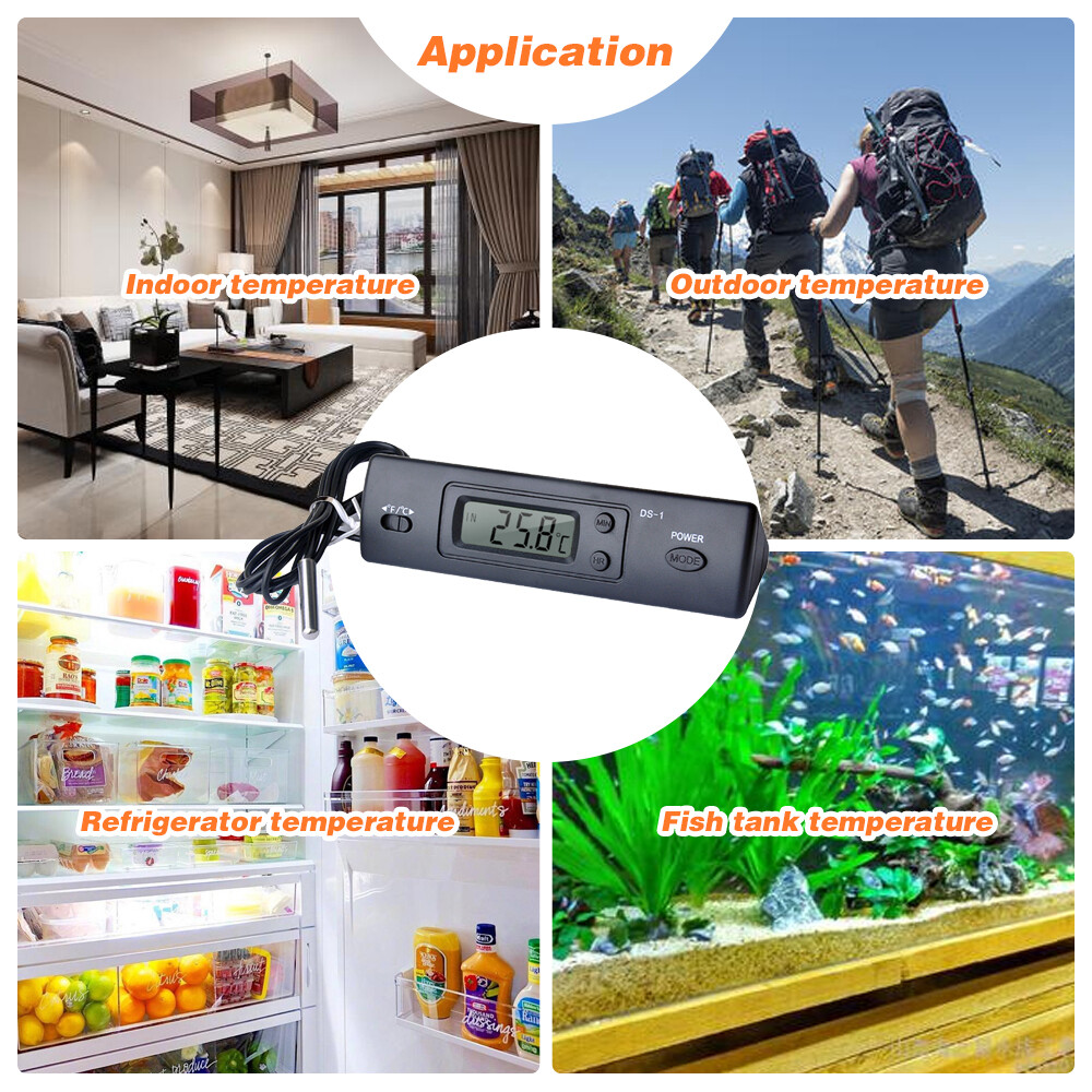 Nhiệt Kế Mini Nhiệt Kế Điện Tử Kỹ Thuật Số Cho Ô Tô Nhiệt Kế Đa Năng Trong Nhà Ngoài Trời Hiển Thị Nhiệt Độ Thời Gian Với Đầu Dò